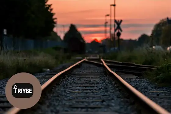 Railway tracks at sunset